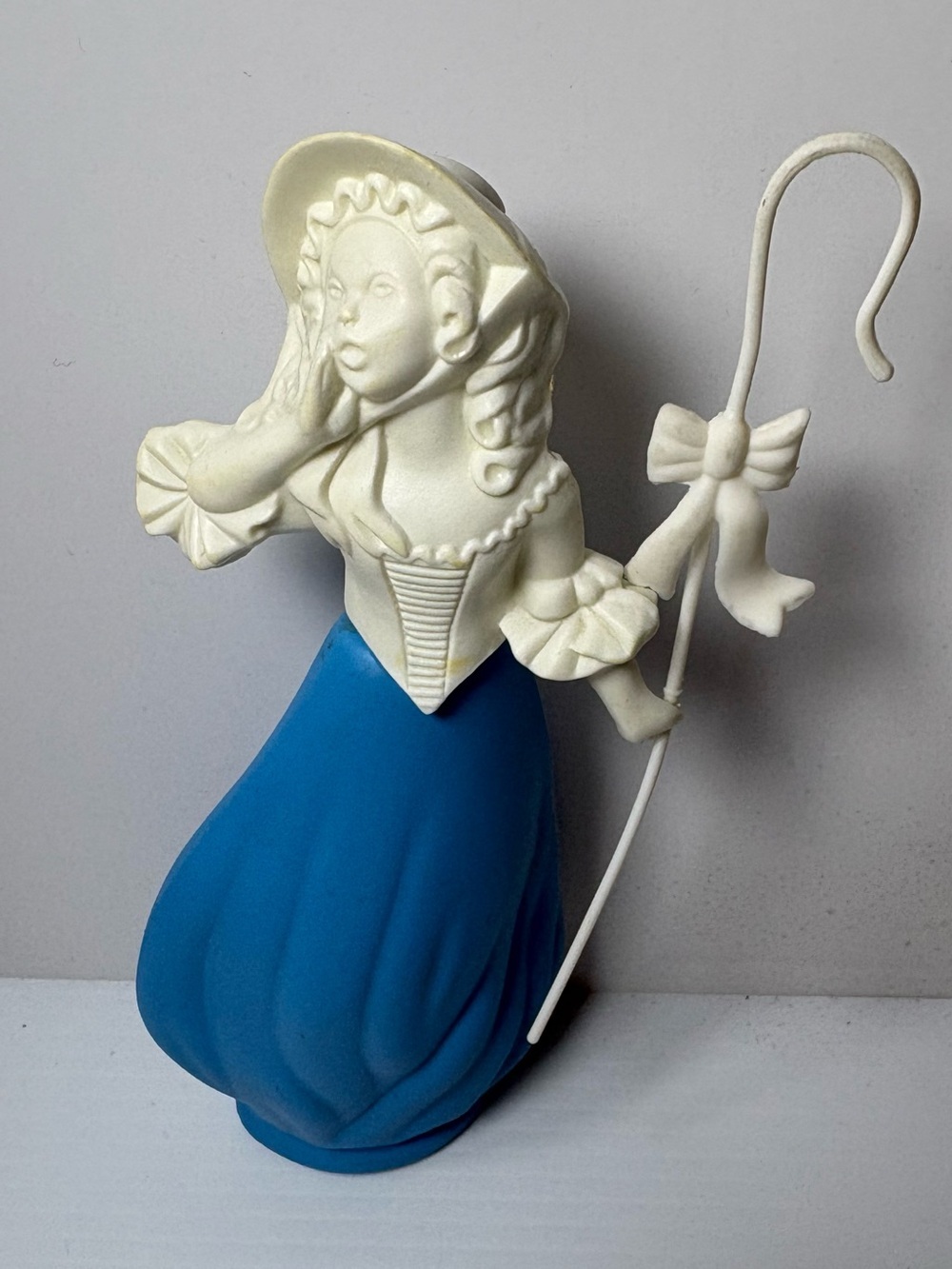 Avon Ivory and Blue Ceramic Shepherdess Figurine Perfume Bottle